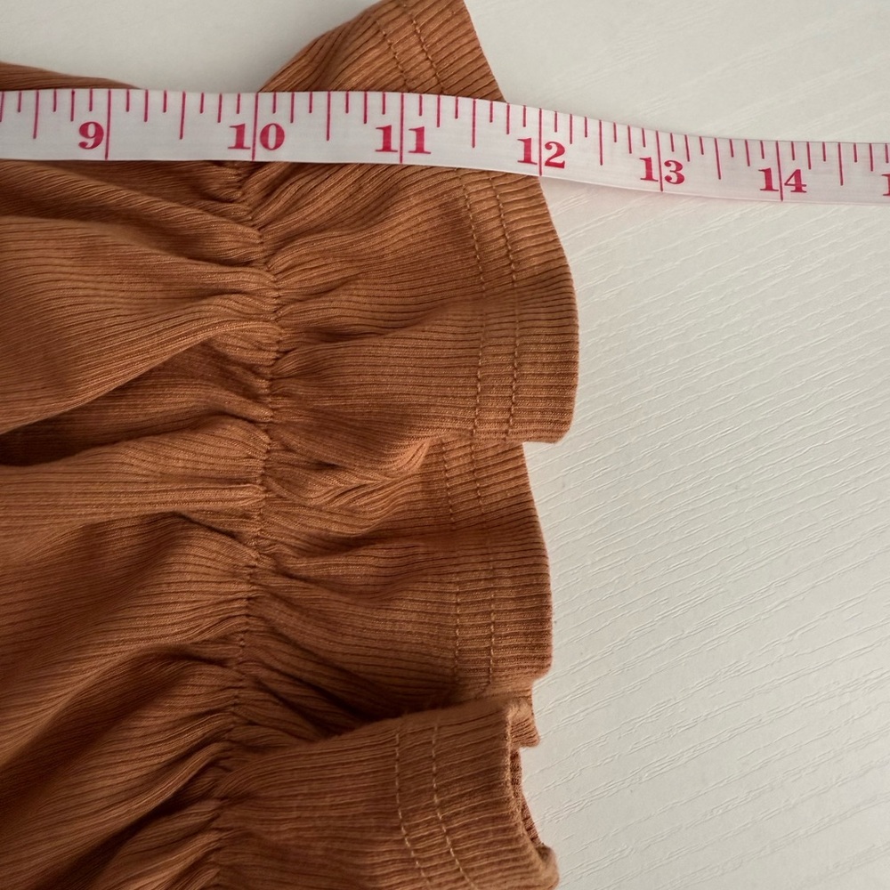 Listicle Women's Ribbed Knit Ruched Tie-Back Top in Tangerine Size XL - Picture 6 of 10